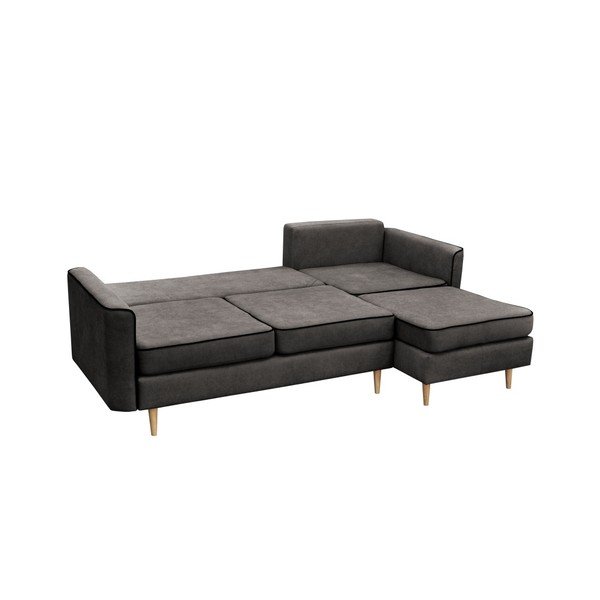 Tamnosivi kauč na razvlačenje sa svijetlim nogama Mazzini Sofas Ladybird, desni kut-image-3