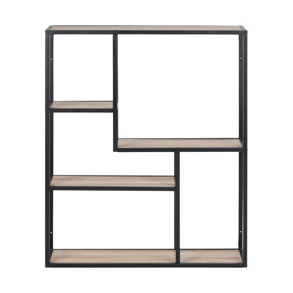 Crna/u prirodnoj boji zidna polica u dekoru hrasta 75x91 cm Seaford – Actona