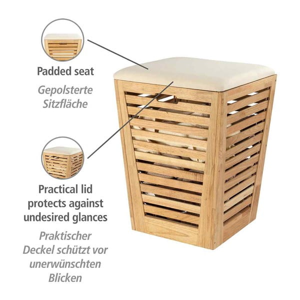 Drvena košara za rublje u prirodnoj boji 55 l Norway – Wenko-image-4