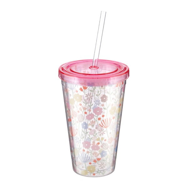 Svijetlo ružičasta čaša sa slamkom Premier Housewares Casey, 450 ml