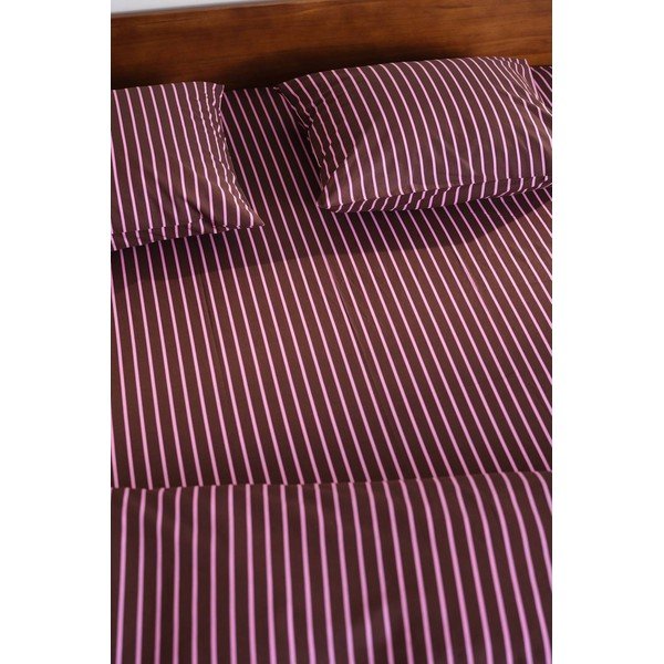 Ružičasta/smeđa plahta s gumom od organskog pamuka 90x200 cm Sima – Jotex-image-2