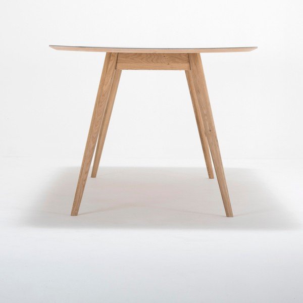 Blagovaonski stol od punog hrasta s tamnoplavom pločom Gazzda Linn, 200 x 90 cm-image-3