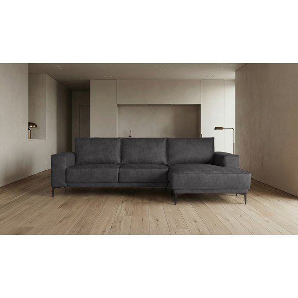 Antracitno siva kutna garnitura od imitacije kože (s desnim kutom) Copenhagen – Scandic-image-4