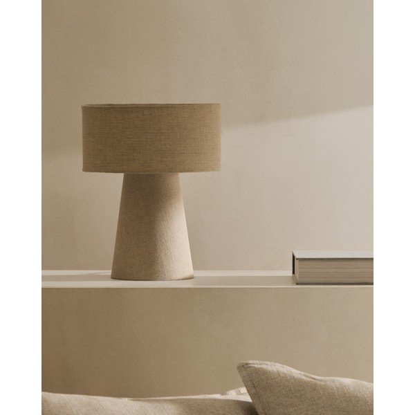 Stolna lampa sivo-bež s tekstilnim sjenilom (visina 35 cm) Algaida – Kave Home-image-1