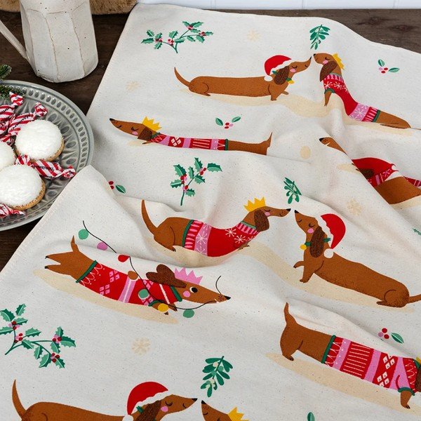Pamučna kuhinjska krpa 70x50 cm Festive Sausage Dog – Rex London-image-1