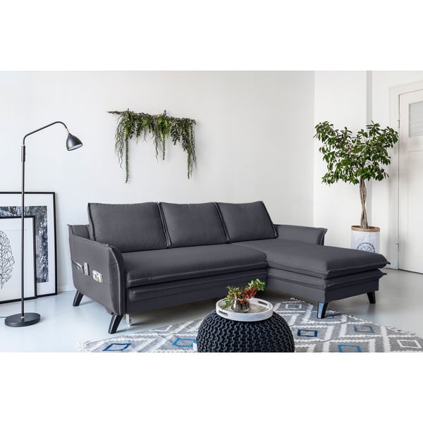 Antracit siva kutna garnitura na razvlačenje Miuform Charming Charlie, desni kut-image-3