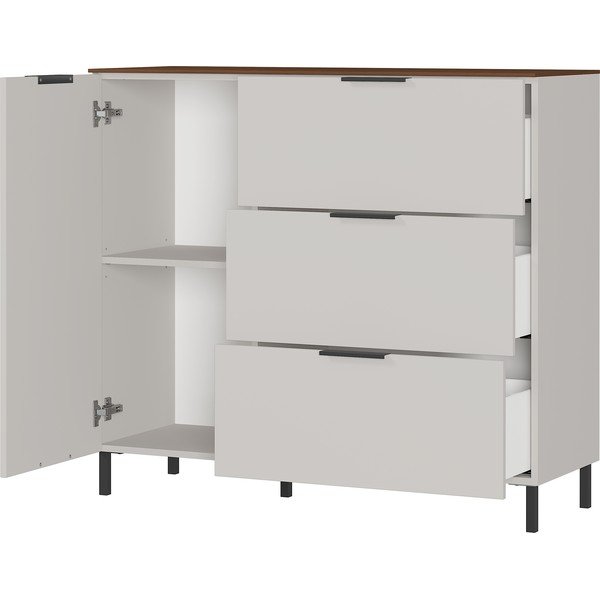 Sivo-bež niska komoda u dekoru oraha 109x98 cm California - Germania-image-1