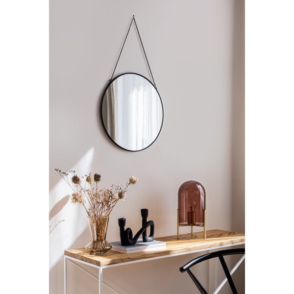 Crno zidno ogledalo Bonami Essentials Moira, ø 40 cm-image-1