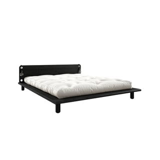 Crni bračni krevet od punog drveta sa uzglavljem, lampama i madracem Comfort Karup Design Peek, 160 x 200 cm