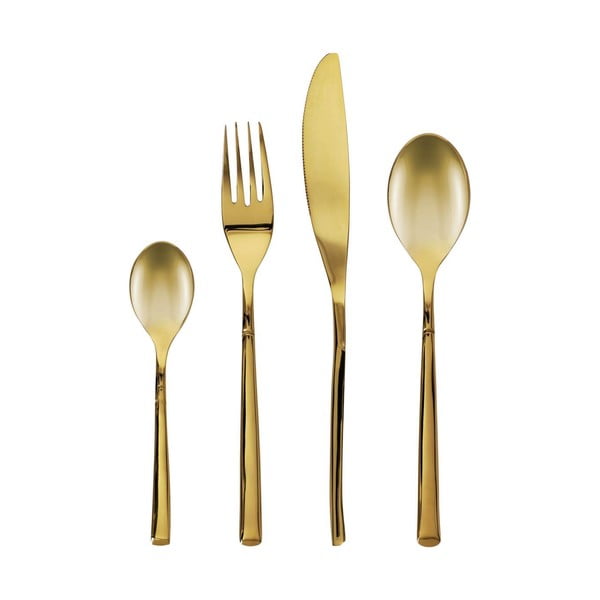 Pribor 16 kom od nehrđajućeg čelika u zlatnoj boji Lite – Kave Home