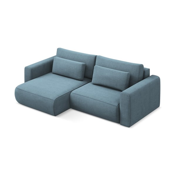 Svijetlo plava sklopiva/s prostorom za odlaganje kutna garnitura (s lijevim kutom/s ležaljkom) Kapua – Makamii-image-2