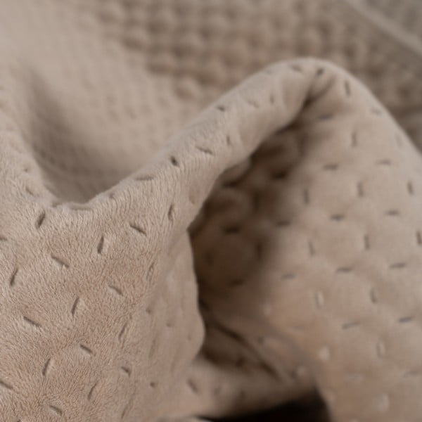 Bež prošiven prekrivač od samta 240x260 cm – Ixia-image-2