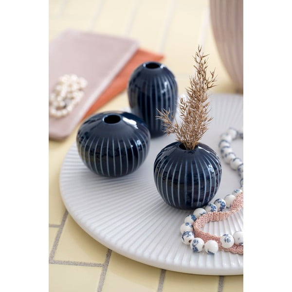 Set od 3 tamnoplave zemljane vaze Kähler Design Hammershoi Miniature-image-1