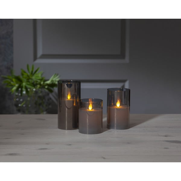 Siva LED voštana svijeća u Star Trading M-Twinkle staklu, visina 12,5 cm-image-3