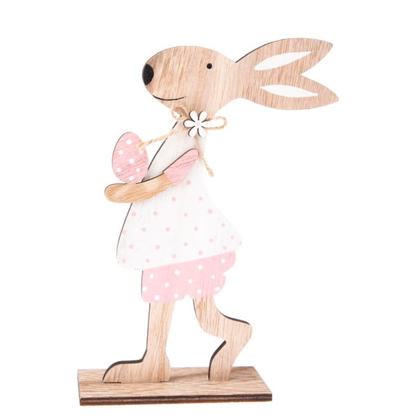 Drveni ukrasni zec Dakls ružičasta haljina