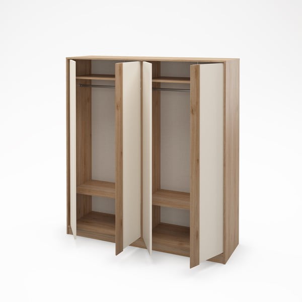 Krem/u prirodnoj boji ormar u dekoru hrasta 180x197,5x53 cm Dennis – Marckeric-image-2