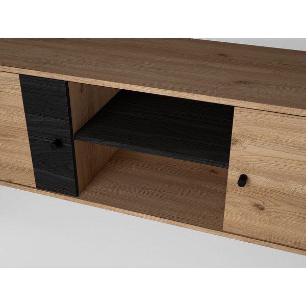 Crni TV stol u dekoru hrasta 136x53 cm Natura - Marckeric-image-3