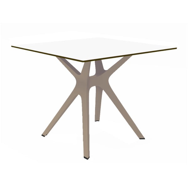 Blagovaonski stol sa smeđim nogama i bijelom pločom pogodan za vanjski Resol Vela, 90 x 90 cm