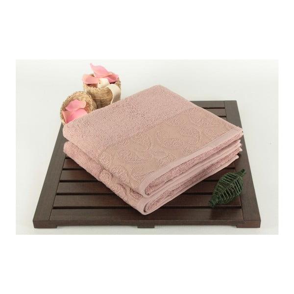 Set od 2 puderasto ružičasta ručnika od 100% pamuka Sal Dusty Rose, 50 x 90 cm