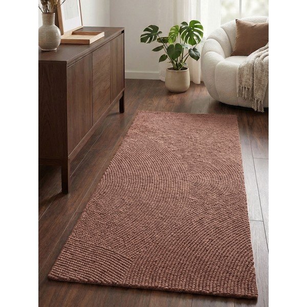 Ručno rađena vunena staza boja terakote 80x200 cm Calmio – Hanse Home-image-1