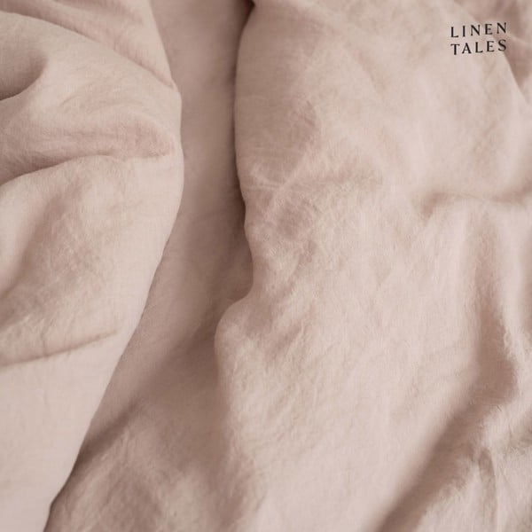 Bež/svjetlo smeđa lanena plahta s gumom 200x200 cm Portobello – Linen Tales-image-2