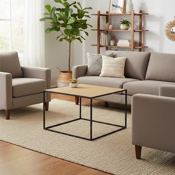Stolić za kavu od ratana u prirodnoj boji 60x60 cm Depok – Premier Housewares-image-1