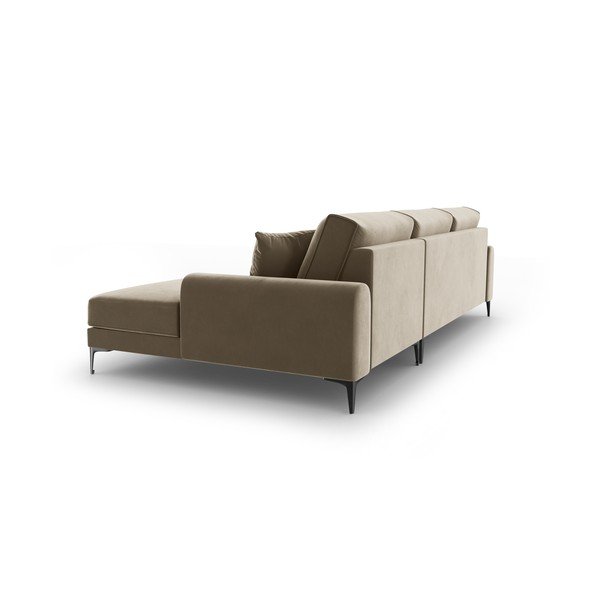 Bež baršunasta kutna garnitura Mazzini Sofas Madara, desni kut-image-3