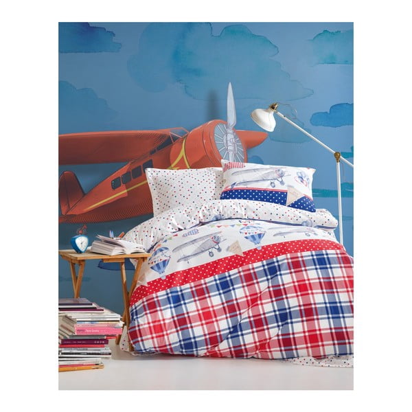 Set dječje pamučne posteljine za krevet za jednu osobu s posteljinom, 160 x 220 cm
