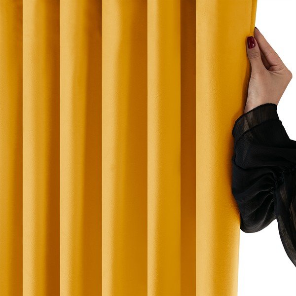 Senf žuta zavjesa za djelomično zamračenje od samta 400x175 cm Velto – Filumi-image-4