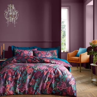 Ljubičasta posteljina za bračni krevet/za produženi krevet od samta 230x220 cm Kate Floral – Catherine Lansfield