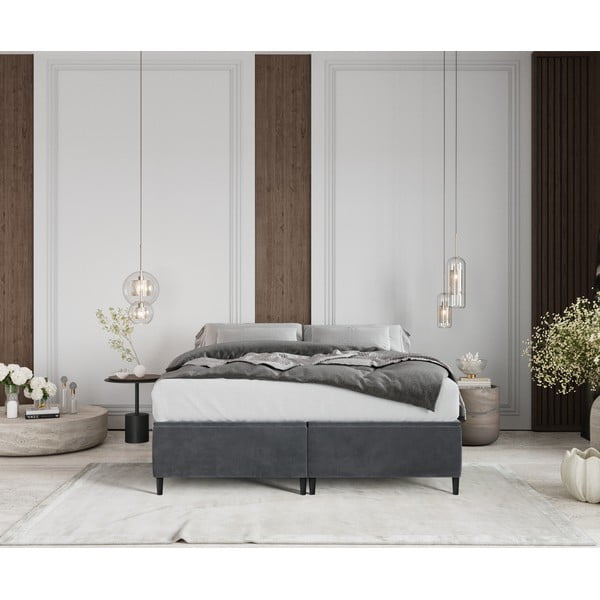 Antracitno sivi tapecirani bračni krevet s prostorom za pohranu 200x200 cm Tate – Maison de Rêve-image-3