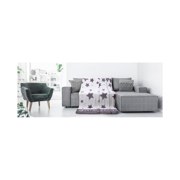 Bijelo-siva deka od AmeliaHome Starlight mikroperkala, 70 x 150 cm-image-3