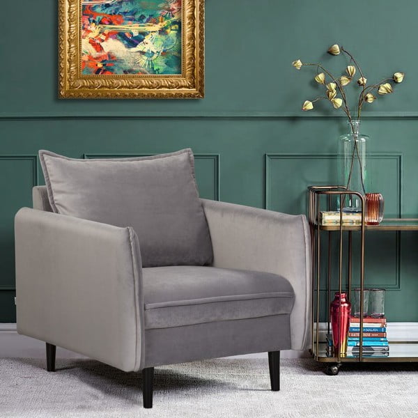 Siva baršunasti fotelja Juli – Ropez-image-1