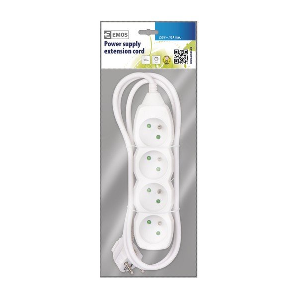Bijeli produžni kabel s 4 EMOS utičnice, 1,5 m-image-1