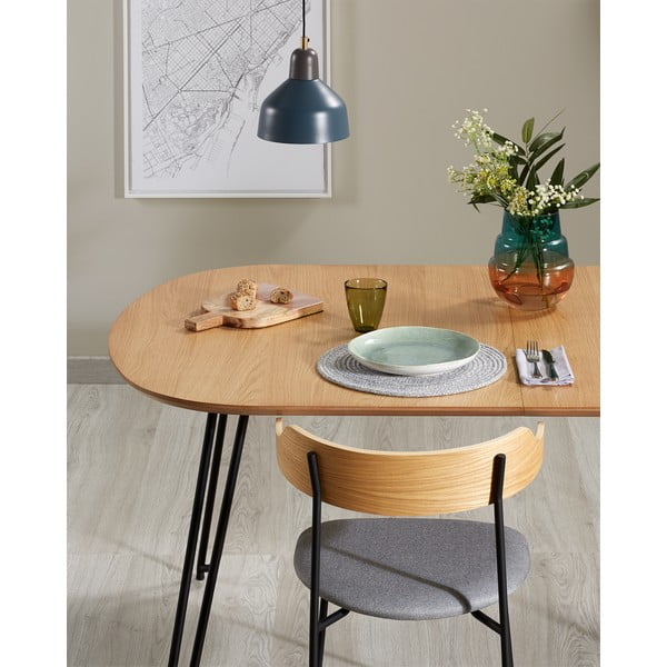 Proširiv blagovaonski stol u dekoru hrasta u prirodnoj boji 100x170 cm Novac – Kave Home-image-1