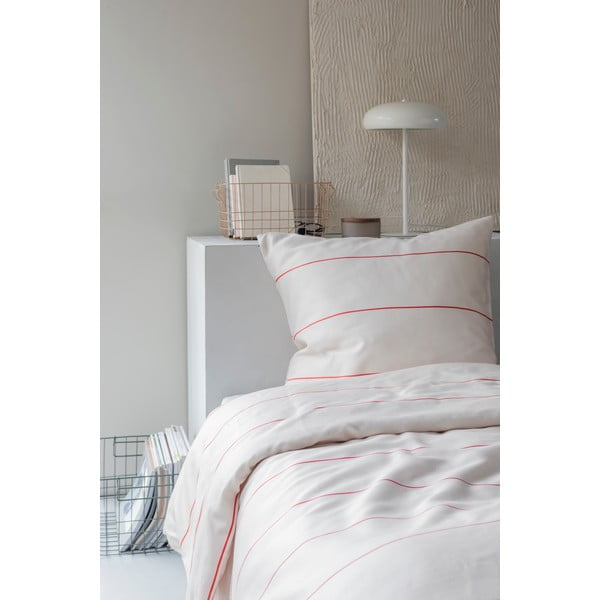 Crvena/bež posteljina za krevet za jednu osobu od pamučnog satena 140x200 cm Align – Mette Ditmer Denmark-image-2