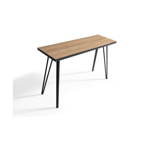 Crni/u prirodnoj boji pomoćni stol s pločom stola u dekoru hrasta 60x120 cm Sindi – Marckeric-image-3