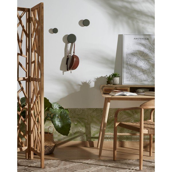 Prljavo zelene drvene zidne kuke u setu 3 kom Nadua – Kave Home-image-1