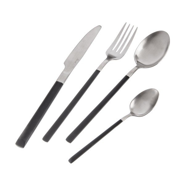 Crni/u srebrnoj boji pribor 24 kom od nehrđajućeg čelika Skandi – Orion