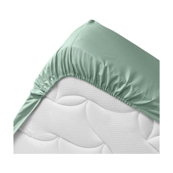 Svijetlo zelena plahta s gumom od organskog pamuka 140x190 cm Biolina – douceur d'intérieur-image-3