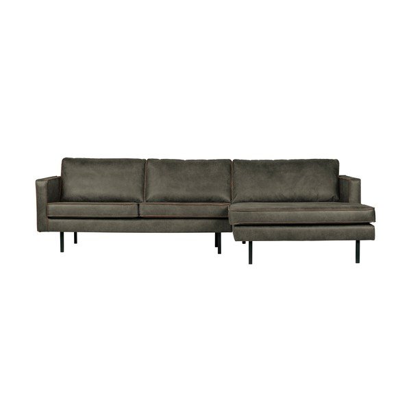 Siva kutna garnitura od imitacije kože (s desnim kutom/s ležaljkom) Rodeo – WOOOD