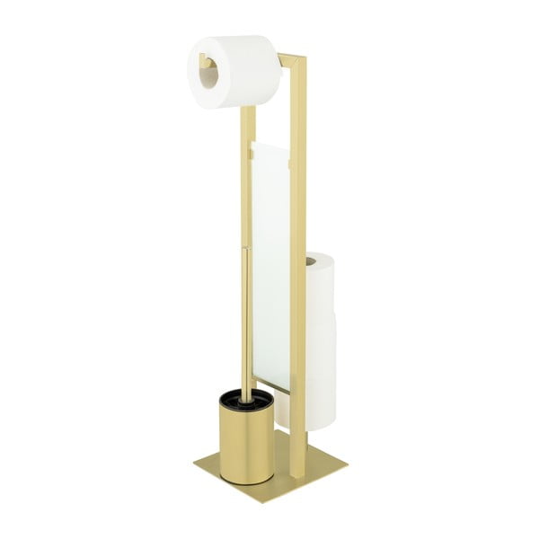 Držač za WC papir od nehrđajućeg čelika sa četkom u zlatnoj boji Rivalta – Wenko