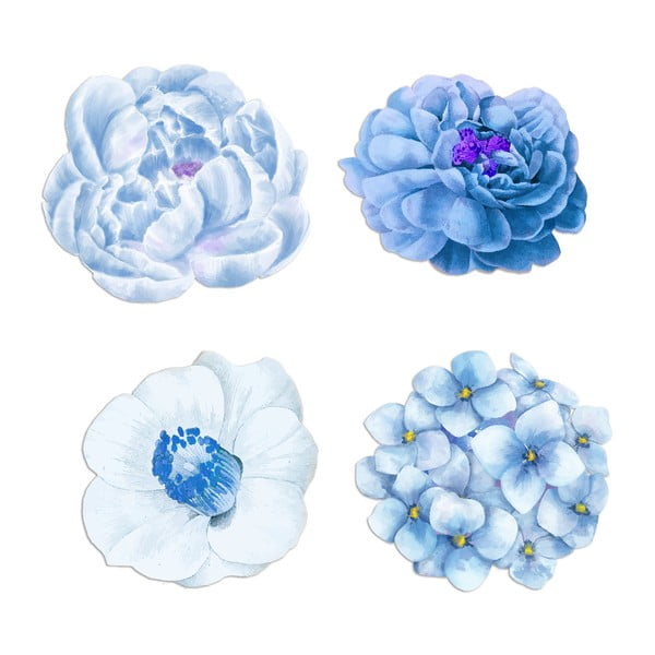 Set od 4 ukrasne garniture od jutenih vlakana Madre Selva Blue Flowers