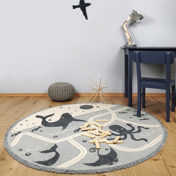 Dječji ručno izrađeni pamučni tepih Nattiot Little Deep Blue, ø 120 cm-image-1