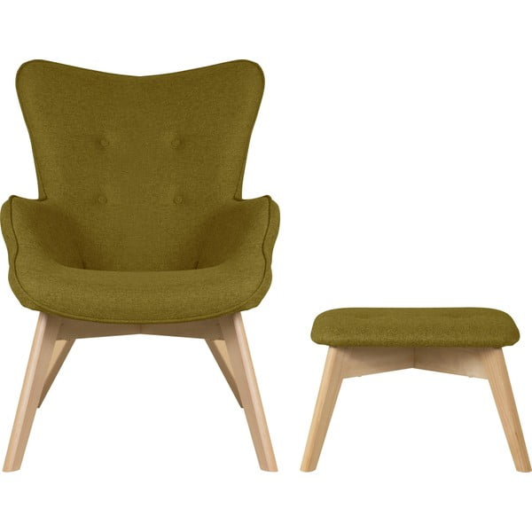 Zelena fotelja s naslonjačem za noge Niko – Ropez-image-2