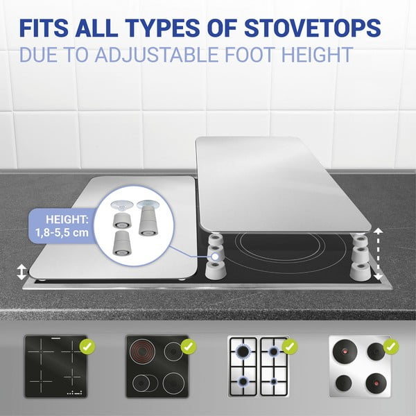 Set od 2 staklena poklopca za štednjak Wenko Universal Silver-image-4