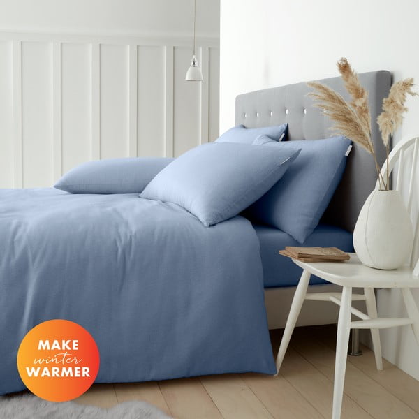 Svijetlo plava flanelska posteljina za bračni krevet 200x200 cm Brushed – Catherine Lansfield-image-4