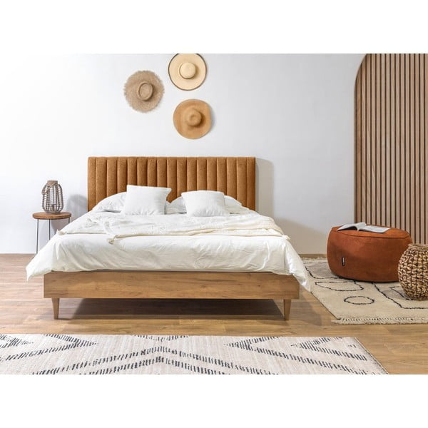 Bračni krevet s podnicom 180x200 cm u bakrenoj boji/u prirodnoj boji Oceane – Bobochic Paris-image-2