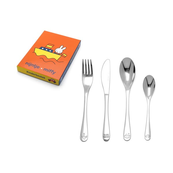 Dječji pribor za jelo 4 kom od nehrđajućeg čelika u srebrnoj boji Miffy – Zilverstad-image-3