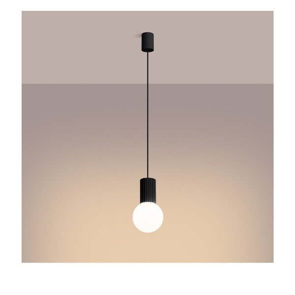 Crna viseća svjetiljka sa staklenim sjenilom ø 12 cm Orbital – Sollux-image-4